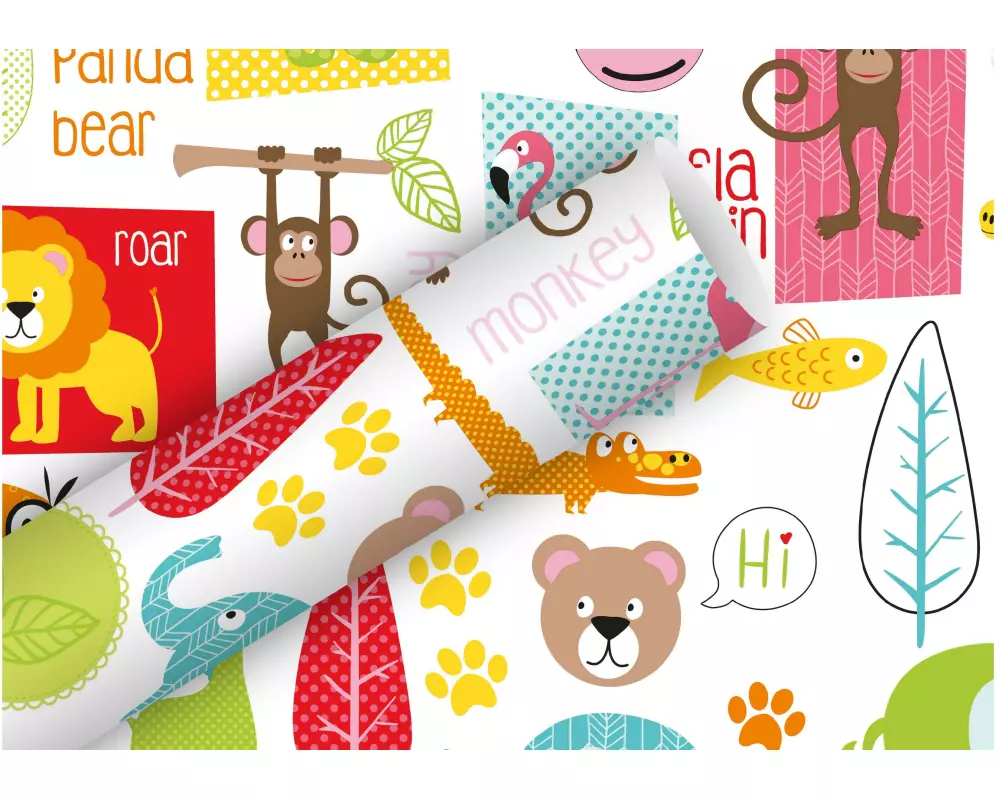 Braun + Company Geschenkpapier Little Zoo 2 m x 70 cm