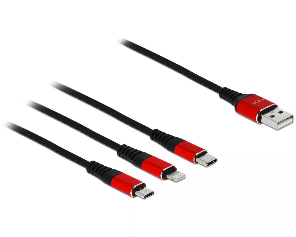 Delock USB-Ladekabel 3-in-1 USB-A - Lightning/USB-C/Micro-USB B 1 m