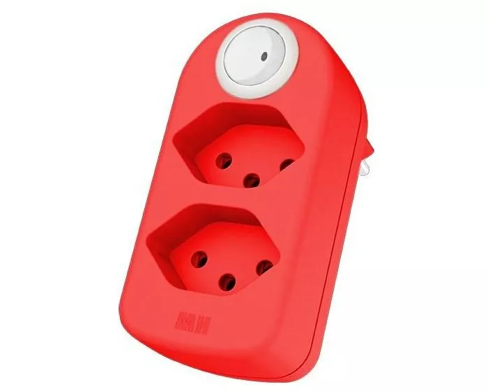 Max Hauri Mehrfachstecker maxAdapt BS, 2 x T13, mit Schalter, Rot
