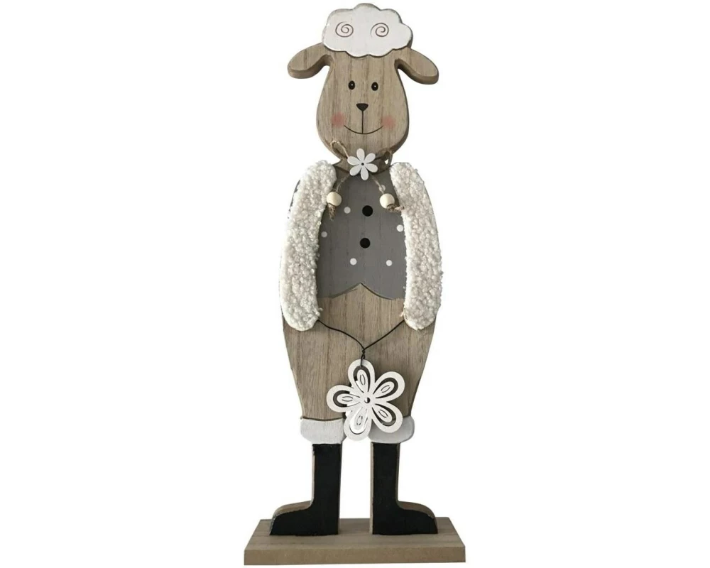Dameco Schaf stehend auf Sockel Grau, Weiss