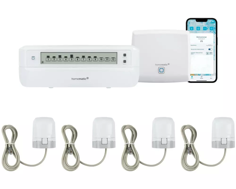 Homematic IP Fussboden 4 x Wandthermo und 4 x Stellantrieb Acces Aktor