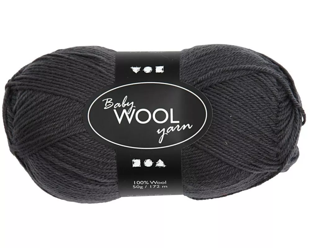Creativ Company Wolle Babygarn Merino 50 g 14/4 Dunkelgrau