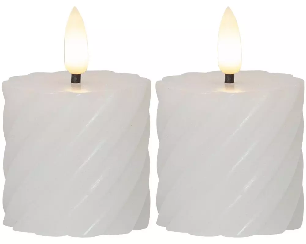 Star Trading LED-Kerzen Set Flamme Swirl, Ø 5 x 7.5 cm, Weiss, 2 Stk