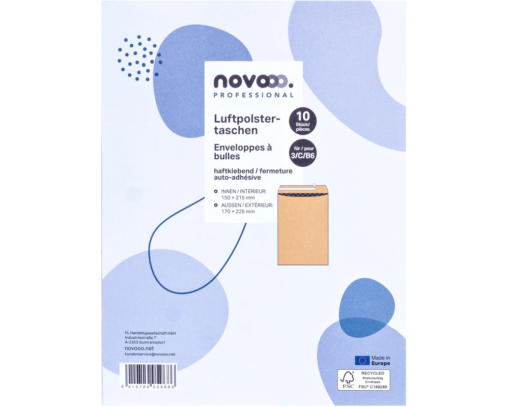 NOVOOO Luftpolstertasche Recycled E-1712122 braun, 150x215mm 10 Stück