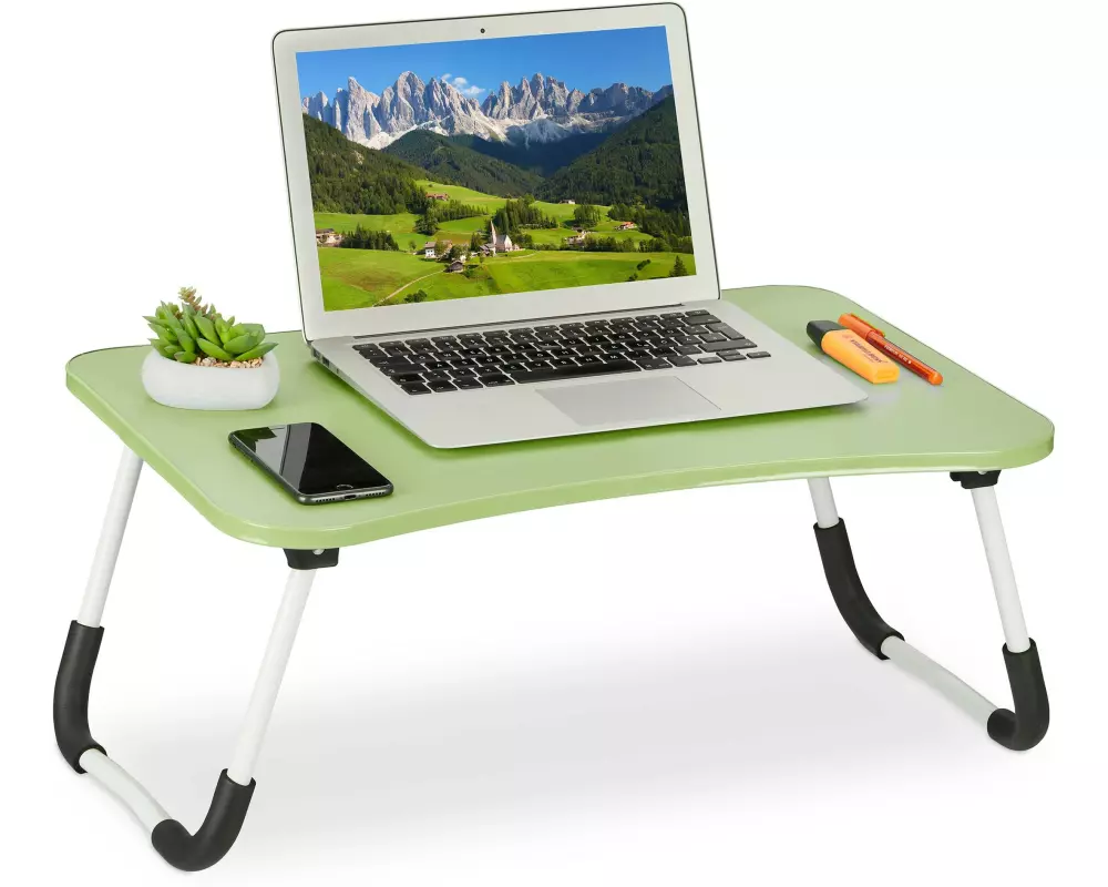 relaxdays Laptoptisch Weiss-Grün-Schwarz 16 "