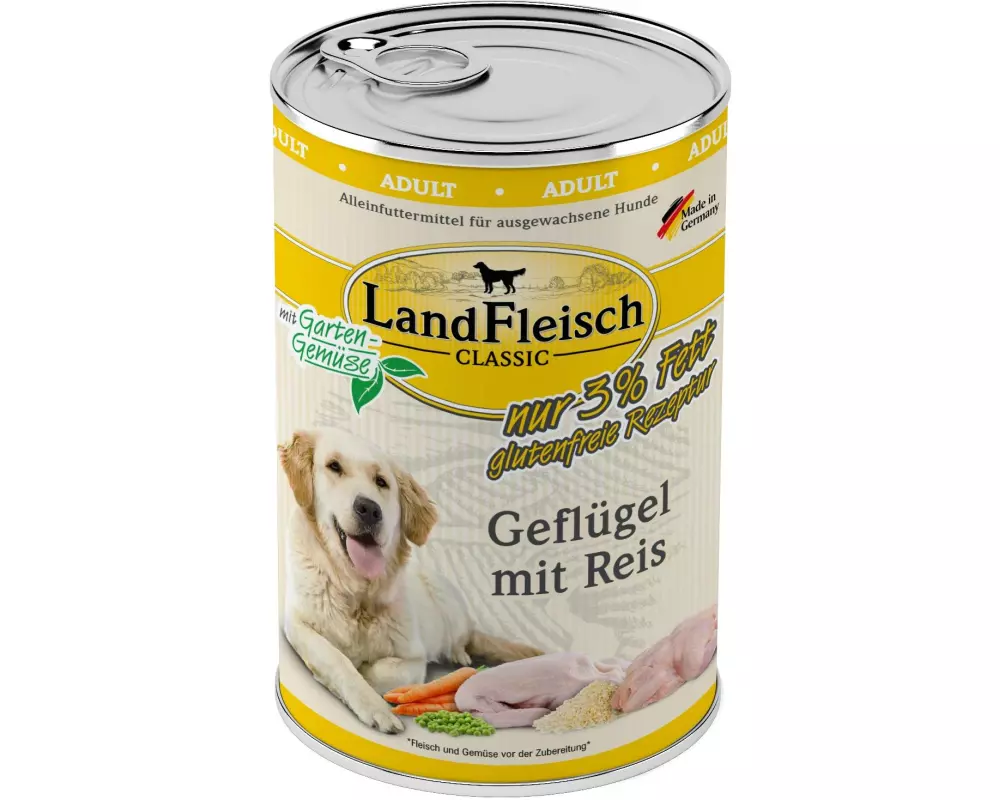 LandFleisch Nassfutter Classic Geflügel mit Reis, 400 g