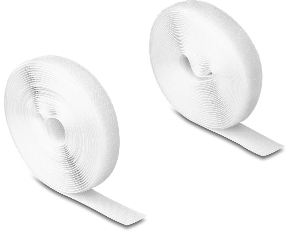 Delock Klettband 5 m x 20 mm mit Haft- und Flauschband Weiss