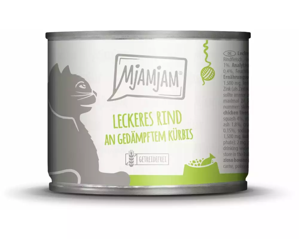 Mjamjam Nassfutter Dose Rind & Kürbis, 200 g