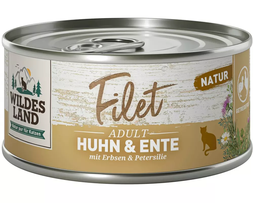 Wildes Land Katzen-Snack Filet Huhn & Ente 12 x 80 g