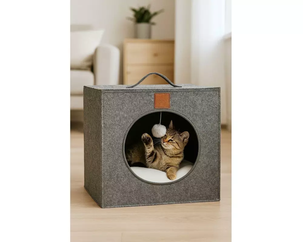 Paws & Whiskers Liegeplatz mit Höhle Grau