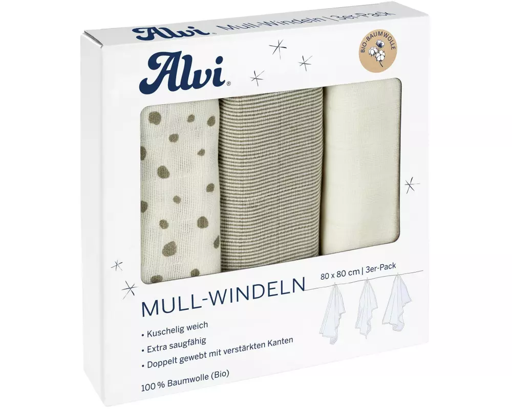 Alvi Mullwindeln Aqua Dot 80 x 80 cm