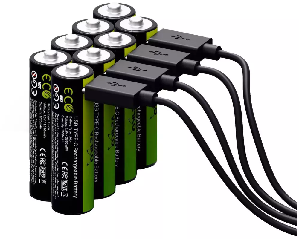 Verico Akku Li-Ion AA mit USB-C 1700 mAh, 8 Stück
