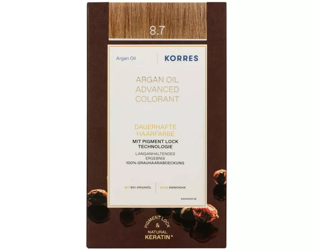 KORRES Permanente Haarfarbe Argan Oil 8.7 Hellblond Braun 145 ml