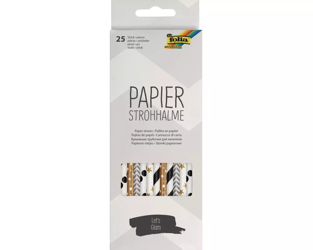 Folia Strohhalm Papier, Glitzer, 25 Stück, Mehrfarbig