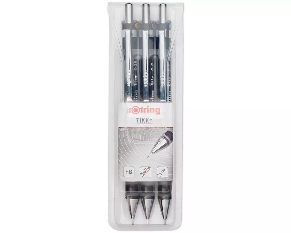Rotring Minenbleistift Tikky 3er Set HB, 0.35, 0.5, 0.7 mm, Schwarz
