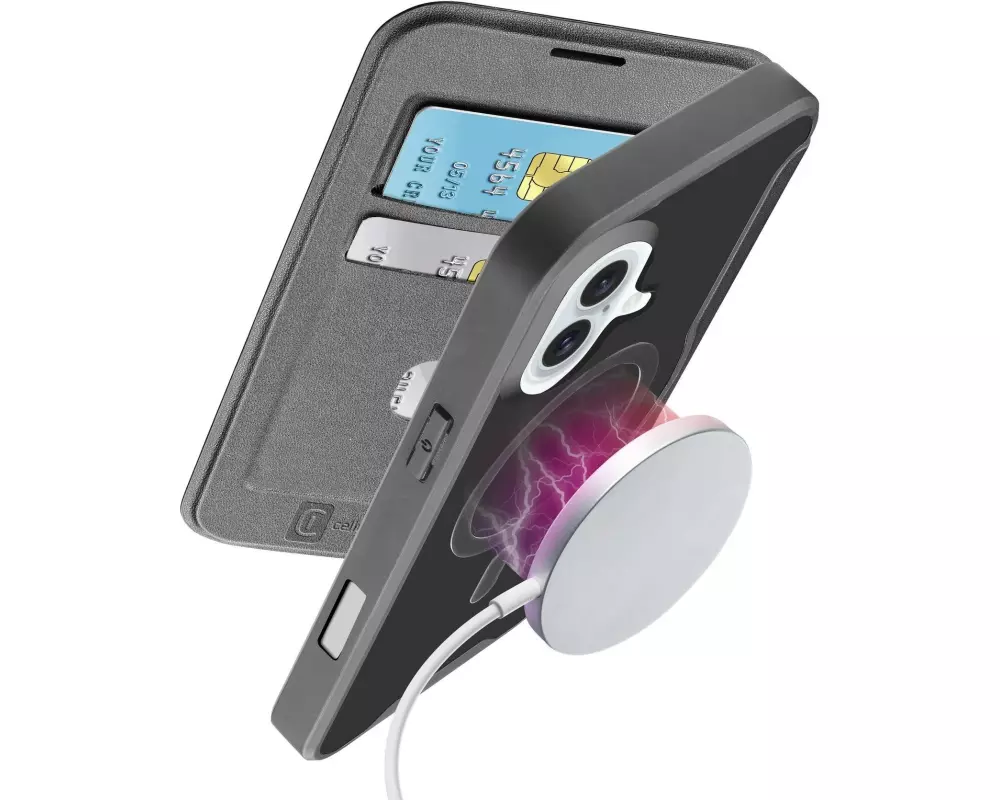 Cellular Line Book Cover Book Case iPhone 16 Black