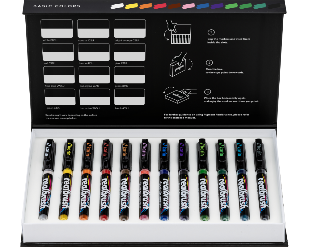 KARIN Real Brush 0.4mm 33C1 Pigment, Basic Farben