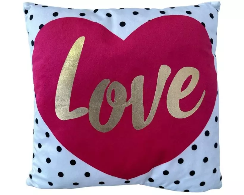 Dameco Kissen «Love», weiss rot gold mit Reissverschluss