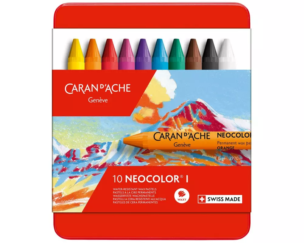 Caran d'Ache Wachsmalstifte Neocolor 1 wasserfest, 10 Stück