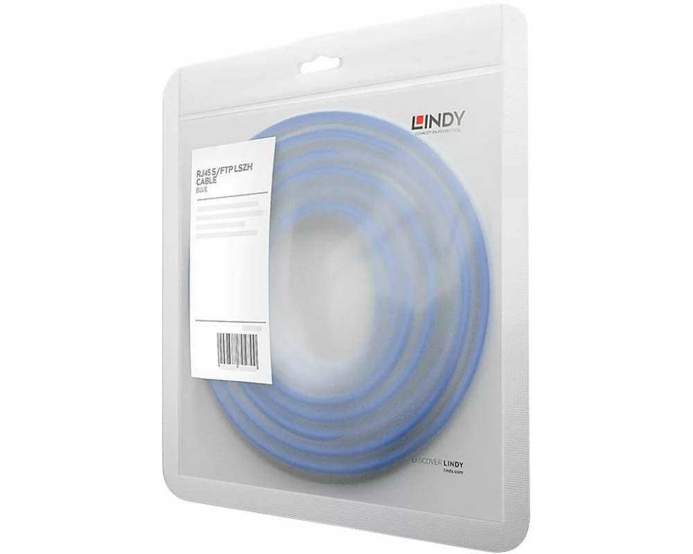 LINDY Patch Cable, Cat.7, S/FTP, RJ45-RJ45, 0,5m, blue, LSOH, PIMF, Cat7 rawcable with Cat6a conncetors