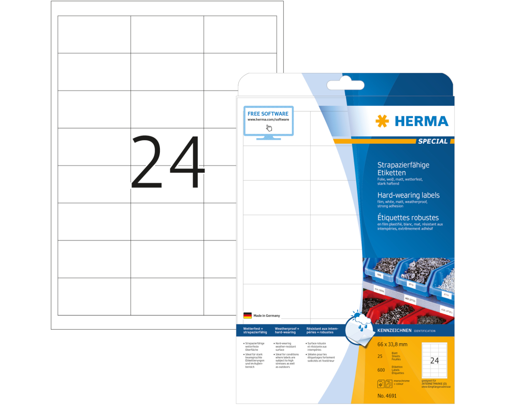 HERMA Etiketten Special 66×33,8mm 4691 weiss 600 Stück