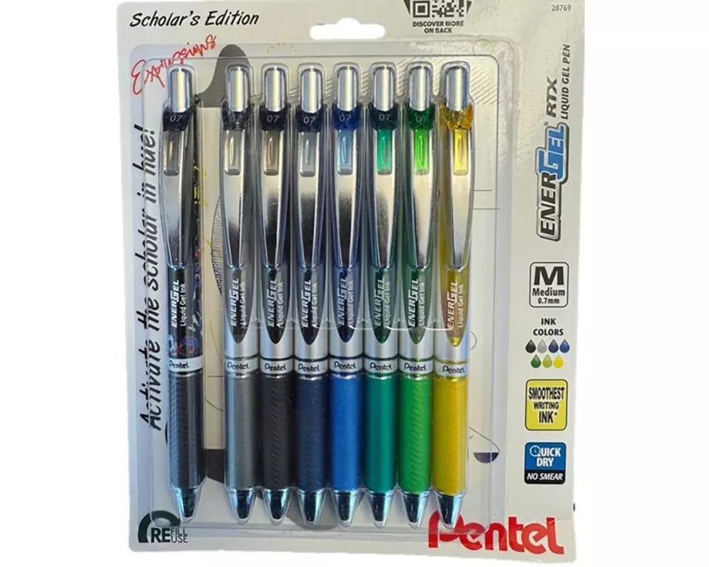 pentel Gelschreiber Scholar 0.7 mm, Mehrfarbig, 8 Stück