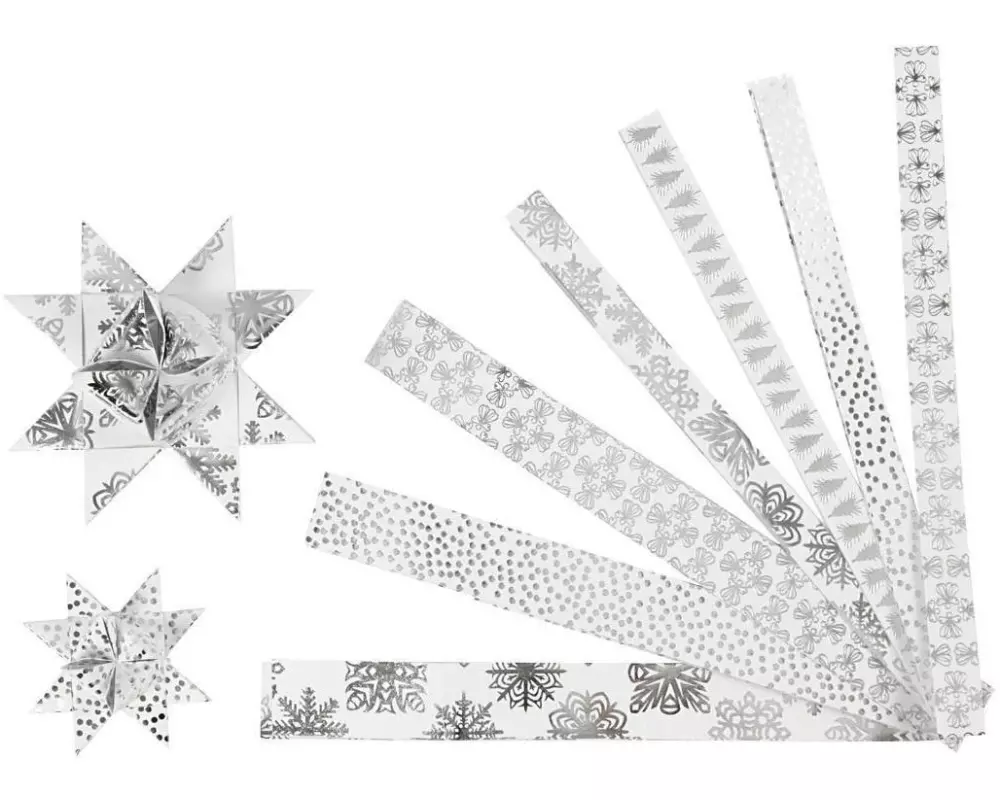 Creativ Company Papier-Deko 48 Fröbelsterne, Silber