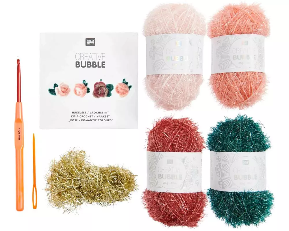 Rico Design Häkelset Bubble 6-teilig, Rose