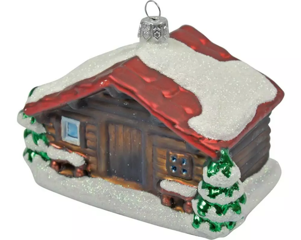 creanorm Weihnachtskugel Holzhütte Mehrfarbig