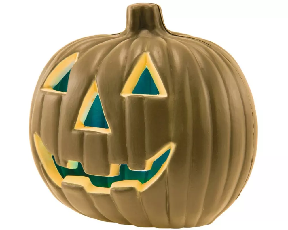 Dekomat AG Kürbis mit Gesicht, Kunststoff, 20 x 20 cm, 3 x LR44