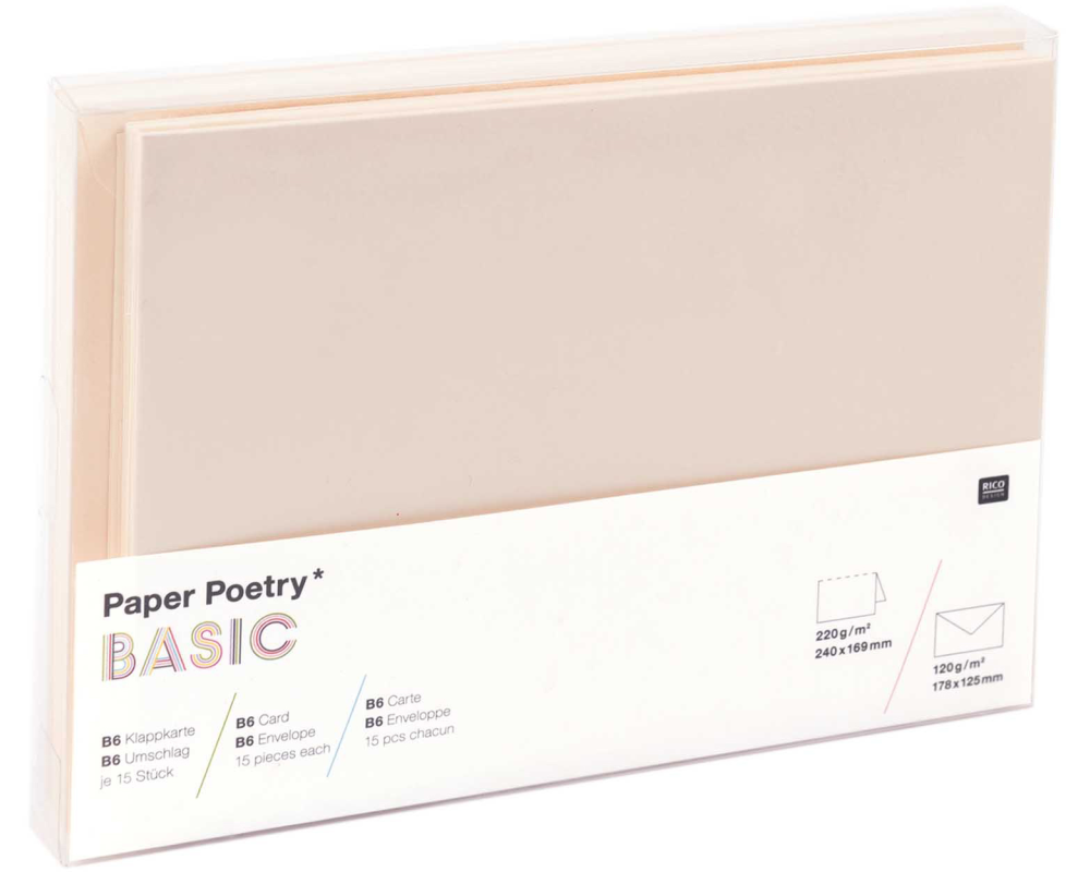 RICO DESIGN Kartenset Basic B6 99010.08.15 elfenbein 30 Stück