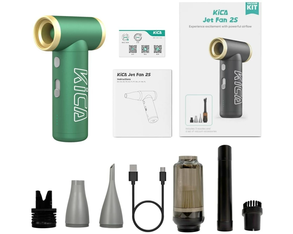 KiCA Jet Fan 2S Vacuum Kit mit Staubsaugadapter Grün