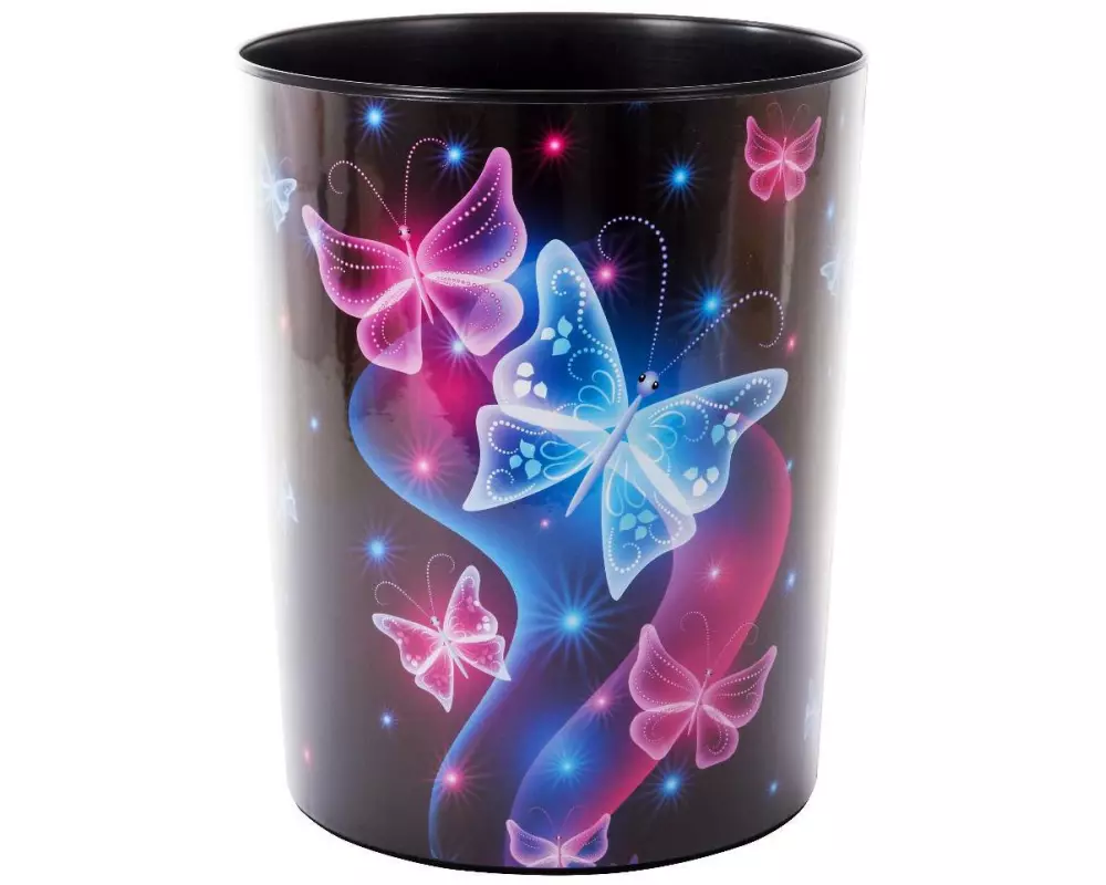 Goldbuch Papierkorb Schmetterling 10 l, Schwarz; Pink; Blau