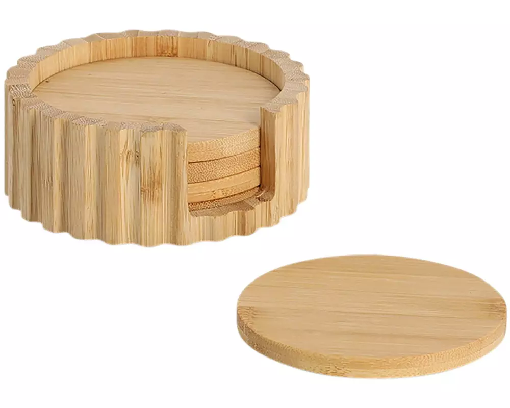 Zeller Present Glasuntersetzer Set Bambus Ø 12 x 4.7 cm, 6-teilig