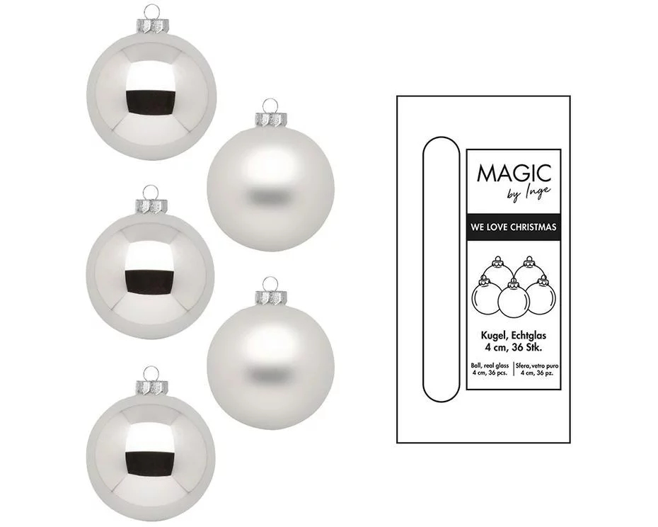 Holly & Jolly Weihnachtskugel Frosty Silver Ø 4 cm 36 Stück