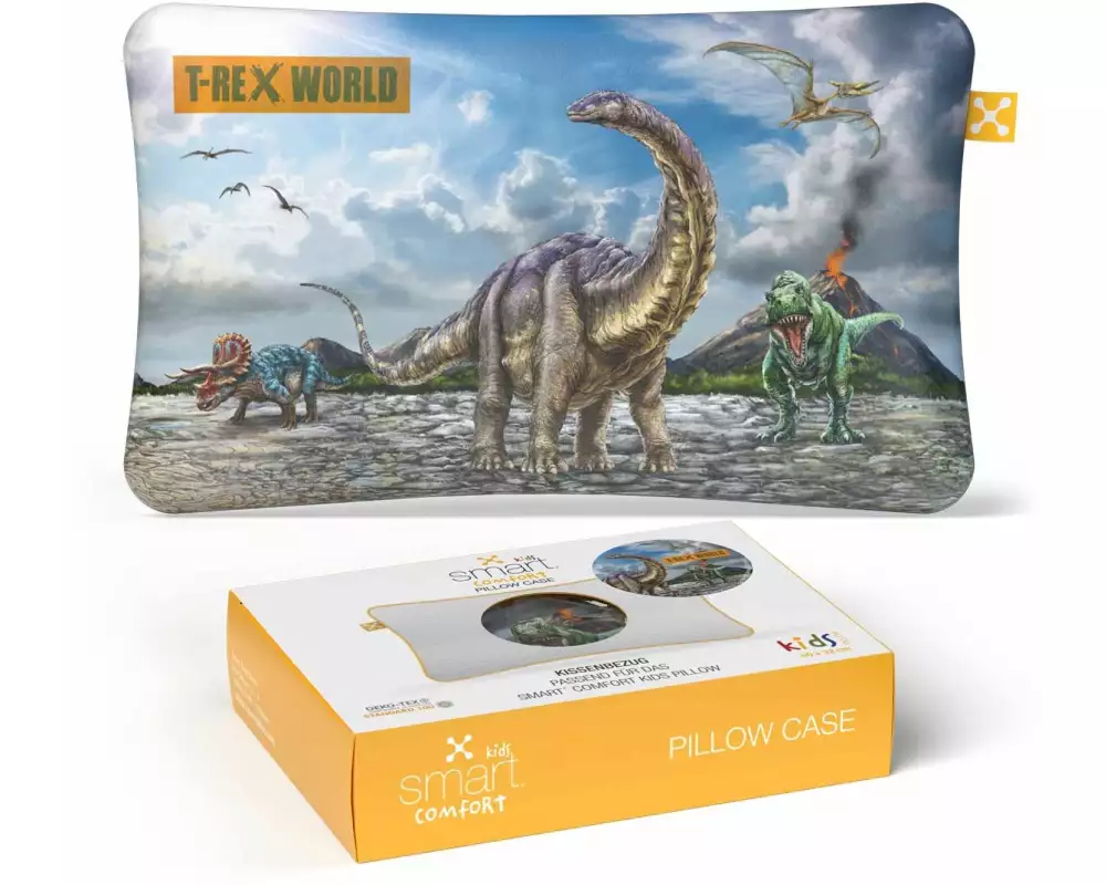 Smartsleep Kinder Kopfkissenbezug Comfort T-Rex-World 50 x 32 cm