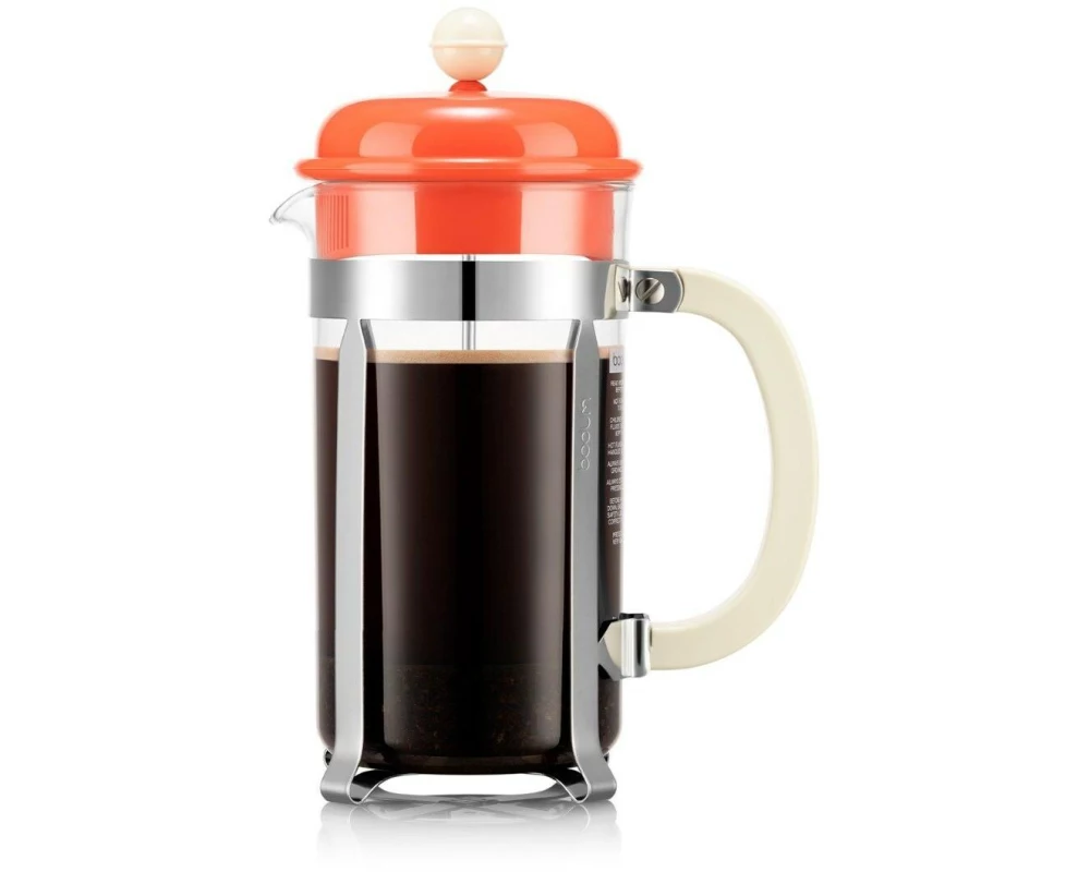 Bodum Kaffeebereiter Caffettiera 8 Tassen, 1 l, Bright Coral