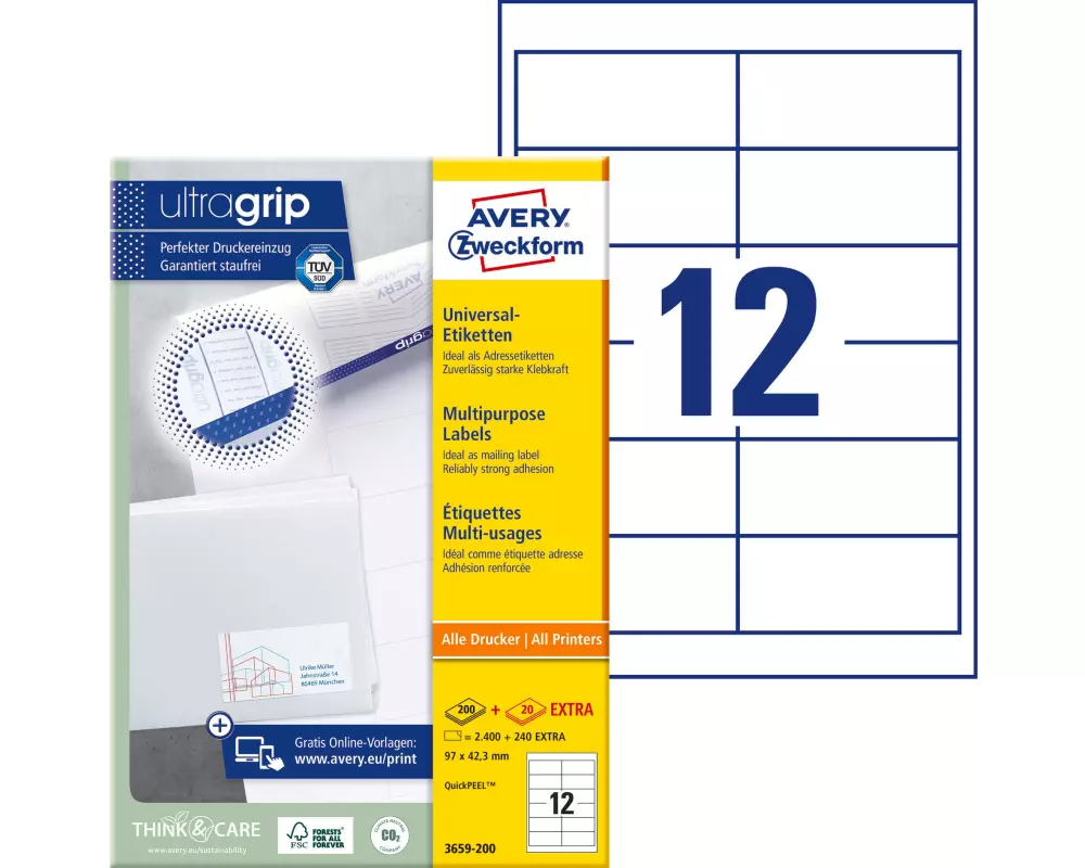 Avery Zweckform Universal-Etiketten 3659 97 mm, 220 Blatt