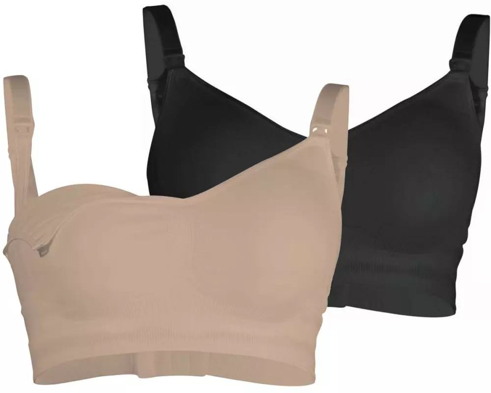 Carriwell Still-BH nahtlos Schwarz + Nude, M