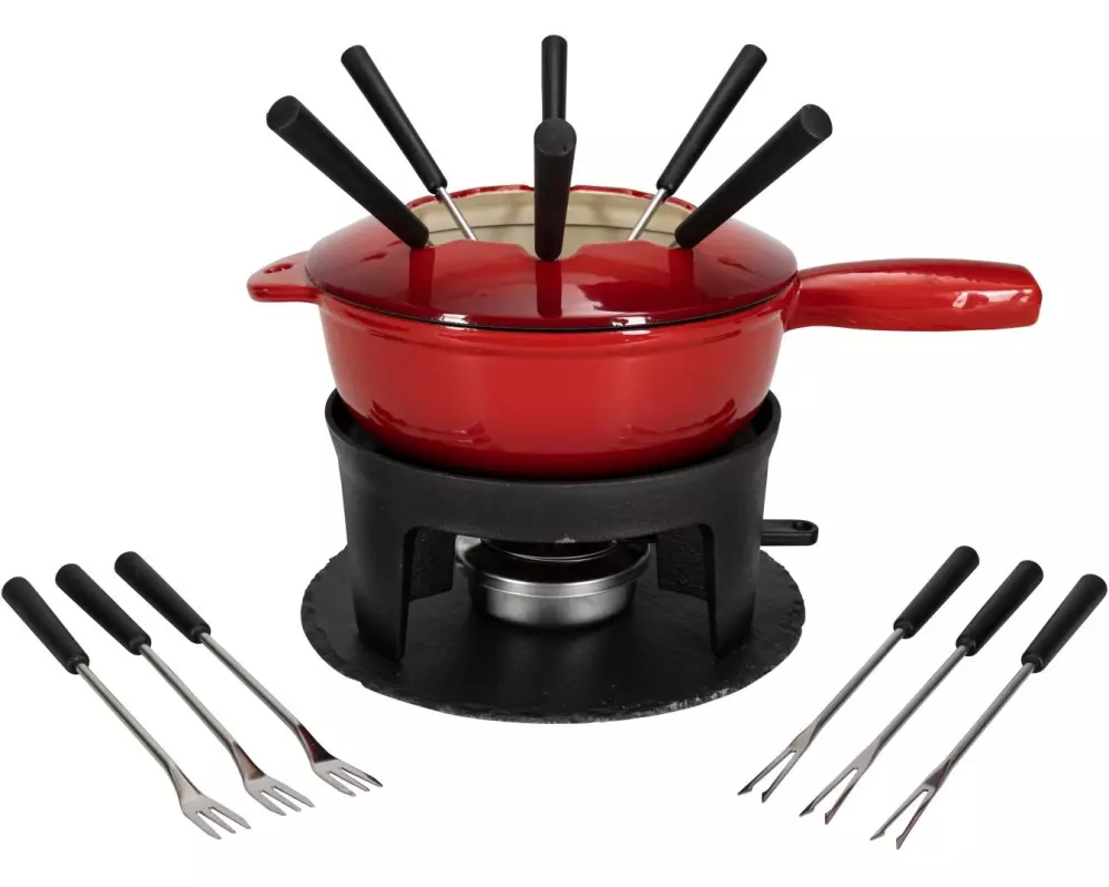 Nouvel Fondue-Set two in one, 16-teilig,Ø 22 cm 16 Teile, Rot