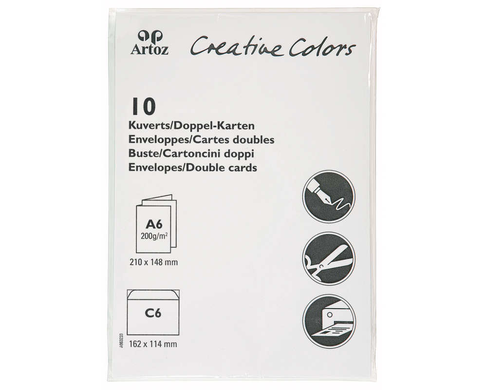 ARTOZ Karten/Couverts Mosaic A6/C6 943201211 90g, weiss 10 Stück