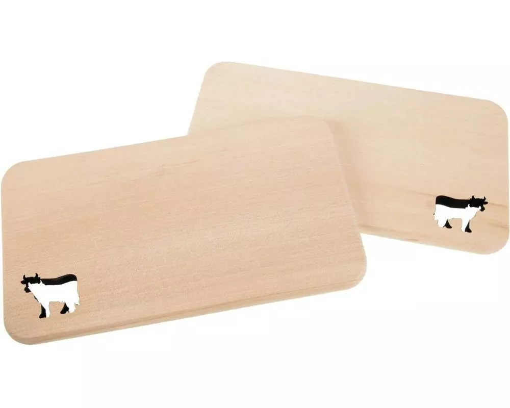 creanorm Schneidebrett FSC Erle 22 x 12 x 1.2 cm, Kuh Motiv