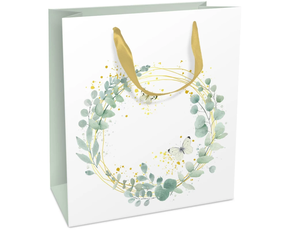 Braun + Company Geschenktasche Festlich 18 x 21 x 8 cm, Weiss