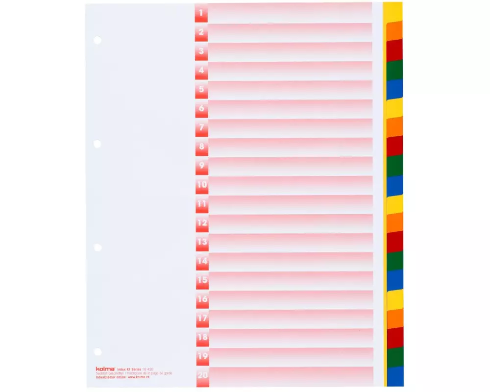 Kolma Register A4 XL KolmaFlex 1-20 Farbig