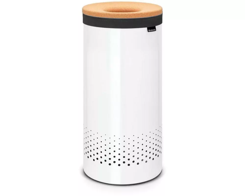 Brabantia Wäschesammler mit Korkdeckel , 35 Liter, Weiss