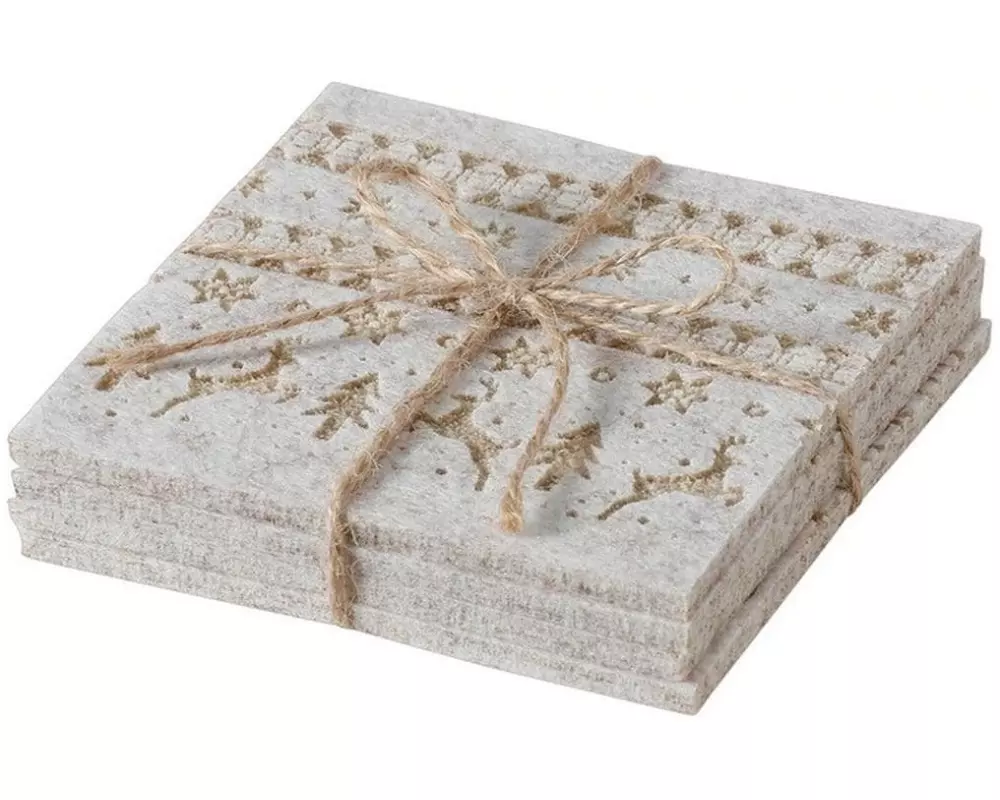 INGES CHRISTMAS DECOR Untersetzer 4 Stück, Beige