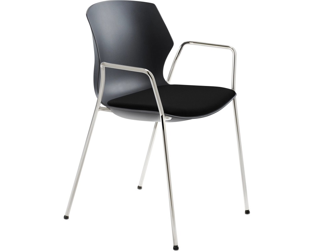 MAYER Besucherstuhl OvaLounge 25110101A schwarz/chrome, mit Armlehnen