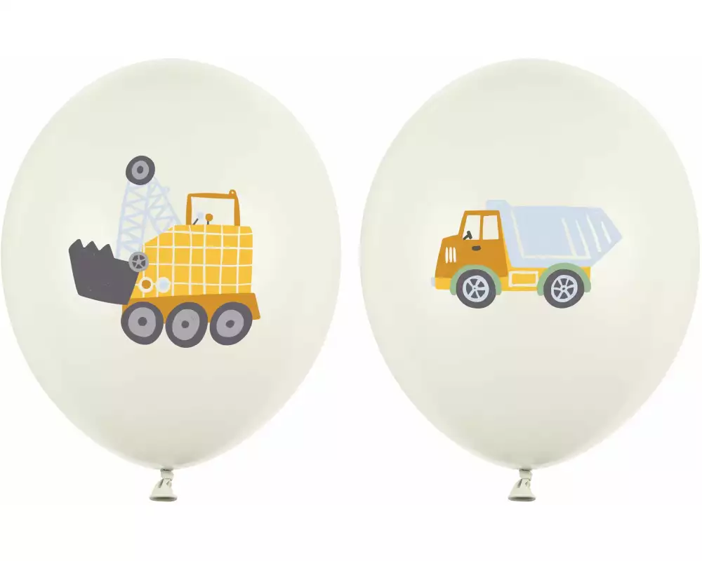Partydeco Luftballon Baufahrzeuge 30 cm, 50 Stück, Crème