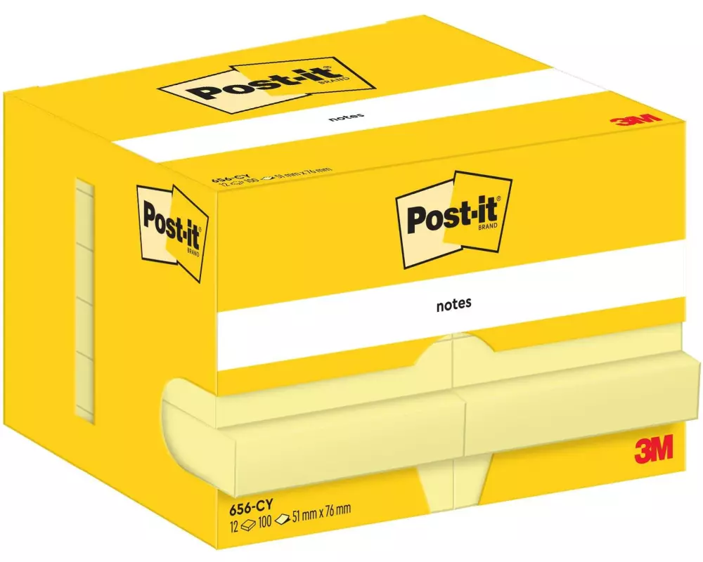 Post-it Notizzettel 76 x 51 mm, Gelb, 12 Blöcke