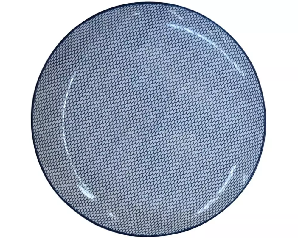 Haynan Speiseteller Zen Kacheln M, 1 Stück,Blau/Weiss